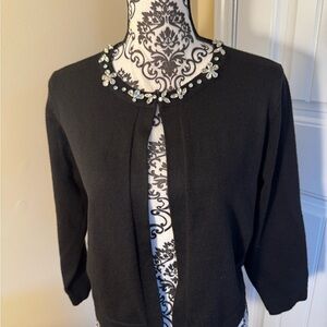Nina Leonard Embellished Black Women's Sweater NWT